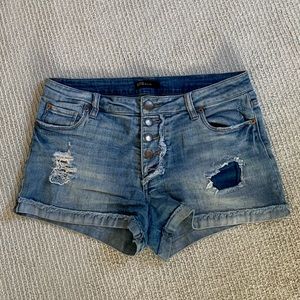 Destroyed mini denim shorts